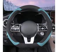 WJMZ Soft Suede D Shape Steering Wheel Cover, Warm Steering Wheel Cover Fashion Universal 15 inch, Green and Black