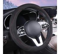 WJMZ Soft Suede Steering Wheel Cover, Warm Steering Wheel Cover Fashion Universal 15 inch, Black