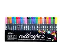 WJnflQN 24 Color Double lin-e Outline Pens Glitter Pens Outline Marker Pens Outline Pens metalli-c Markers Christmas Painting Pens Highly Pigmented Paint Pens Super Squiggles For Greeting Cards