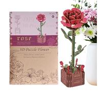 WJnflQN 3D Flower Puzzle | Wooden Layered Dahlia Design Decor,3D Flower Puzzles,for Making Home House Office Indoor Outdoor Adults Lovers