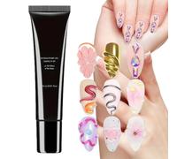 WJnflQN 3D Nail Gel, 15 ml Smudge-Free 3D Clear Nail Charm Rhinestone Glue, UV Light Curing Nail Care for Appliques, Home, Salon, Travel, Party, Wedding