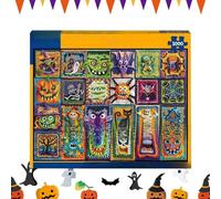 WJnflQN Halloween Jigsaw Puzzle - 1000 Piece Horror Crochet Halloween Puzzle | Interactive Brain Teaser Board Games for Collectors Men Women Bookshelf Classroom Birthday
