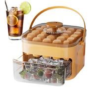 WJnflQN Ice Block Mold | Press-Type Ice Trays for Freezer with Bin and Scoop - Portable with Handle, Easy Release No Touch Chilling Cube Maker for Cocktail, Whiskey, Coffee