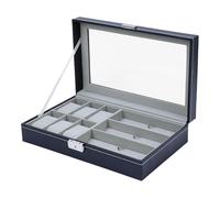 WJnflQN Jewelry Box Organizer for Men, Watch Showcase | Eyeglass Display Case Watch Organizer - PU Leather Sunglasses Organizer, 6 Watch and 3 Glasses Box
