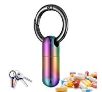 WJnflQN Keychain Pill Holder | Key Ring Pill Box, Metal Pill Holder, Medicine Bottle, Waterproof, Small Pocket Pill Box, Keyring, Robust and Portable, with