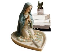 WJnflQN Mary Rosary Holder - Jesus Rosary Holder Resin Statue - Home Decor for Men Couples Student Teacher Offices Room Desk Desktop Holiday