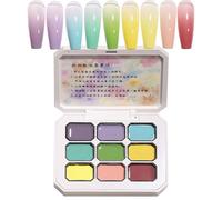 WJnflQN Painting Gel, 9 Colours Nail Painting Gel, Stamp Palette Tool with 3D Modelling Varnish for Beginners and Salon