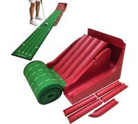 WJnflQN Putting Mat with Ball Return | Adjustable Ramp Trainer Pad - Adjustable Ramp Foldable 8.7ft Length Practice Putting Green Indoor,for Beginner Professional Swing Training Bar Backyard Garden