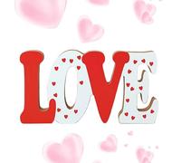 WJnflQN Romantic Red Table Sign, Valentine's Day Wooden Block Sign - Red Letter Table Topper | Wedding Desk Word Signs Ornament for Home, Wedding, Birthday