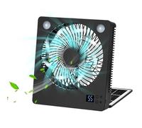 WJnflQN Solar Powered Fan | Portable Solar Fan Camping Supplies | Rechargeable Folding Quiet Cool Gadgets with LED Lights, 3 Speeds Survival Gear for Home, Camping, Beach, Tent, Travel