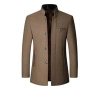 Wjnvfioo Men Woollen Trench Coats Cashmere Blazers Jackets Stand-Up Collar Business Casual Suits Coats Male Winter Jackets