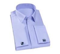 Wjnvfioo Men's Classic French Cuff Hidden Button Dress Shirt Long-Sleeve Formal Business Shirts (Cufflinks Included) Lavender