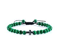 WJREGG Chakra Bracelet,Natural Gemstone Crystal Beaded Bracelets Malachite Fashion Cross Meditation Bracelet Adjustable Braided Bracelets for Women Men