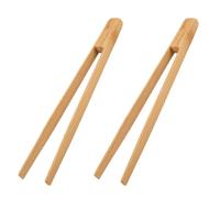 WJRQD Pack of 2 Reusable Classic Bamboo Toast Tongs, 30 cm, Kitchen Tongs for Cooking, Bread, Fruit, Tea and Cucumbers