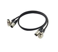 WJSTN Right Angle XLR Microphone Cable, 90-Degree Female to Straight Male Balanced Cord 3 ft 2Pack