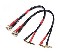 WJSTN Speaker Cable Extension with Right Angle Banana Plugs, 12 AWG, Banana Jack Connectors, Male to Female 4mm Banana Plugs Multifunctional Adapters, 2Pack (1feet)