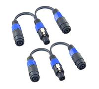 WJSTN speakon Splitter Cable 1 Male 2 Female Speaker Break Out Splitter， Speak-on Cable 2 Pole Y Adapter ，2Pack (1 Male to 2 Female)