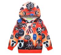 WJSXEQS Game Hoodies for Boys Girls 3D Printed Hooded Sweatshirts Kids Long Sleeve Pullover Hoody Doors Merch Gift (UK, Age, 8 Years, 9 Years, Regular, Red)