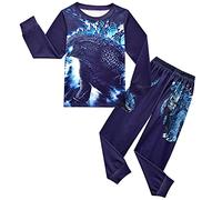 WJSXEQS God-zillas 3D Print Boys' Pyjamas Set, Cartoon Monster Pajamas for Kids 4-10 Years, Comfy Pjs Sleepwear (UK, Age, 4 Years, 5 Years, Regular, Blue)