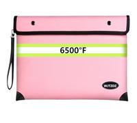 WJTZDZ Upgraded Fireproof Money Bag, 10 Layers of Heat Insulated Materials, 6500F Fireproof, Waterproof Zipper, Reflective Strip, Document Bag with Handle for Cash, Important Documents