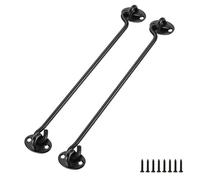 WJUAN 2 Pcs 200mm Long Black Stainless Steel Storm Hooks Cabin Hooks with Fastening Screws for Barn Gate, Bathroom, Window, Sliding Door