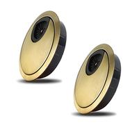 WJUAN 2 Pcs High End Desk Caps 59 mm | Cord Hole Cover Organizers for Desks, Office & Worktops | Color: Black | Material: Zinc Alloy (Bronze)