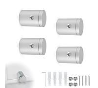 WJUAN 4-Pack Premium Aluminium Glass Clips with Fixings | 6mm Thick Splashback & Mirror Brackets | Slim Design Shelf Supports for Bathroom Kitchen Office
