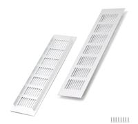 WJUAN Aluminium Ventilation Grille 300 x 80 mm Silver Square Ventilation Grille for Cupboards, Bedrooms and Doors, Pack of 2
