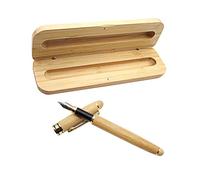 WJUAN Bamboo Fountain Pen Set - Handmade Vintage Wooden Pen with Stainless Steel Nib (14cm) & Gift Box | Smooth Writing Calligraphy for Journals, Letters