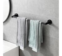 WJUAN Extendable Towel Rail, Black Matte Varnish, Adjustable from 43 cm to 72 cm, 304 Stainless Steel Bathroom Towel Rail with Drilling for Bedroom, Bathroom and Living Room