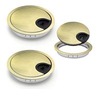 WJUAN Set of 2 Desk Cable Grommets, Diameter 77-80 mm Cable Pass Round, Bronze Table Cable Grommet, Zinc Alloy Cable Hole Cover, for Desk and Workbench