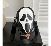 WJUHYGTF Ghost Screaming Pattern PU Leather Ghostface Shoulder Bag, Gothic Handbag Crossbody Shoulder Strap for Women Men's Halloween Purse Phone Bags,Black