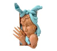 WJUHYGTF Medusa Head Book Nook Decorative Bookends, Unique Snake Face Sturdy Bookstopper for Home Office Desk Shelf Decoration,Brown