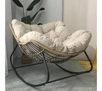 WJUHYGTF Rocking Chair Garden Chair, for Indoor And Outdoor Oversized with Padded Cushion Egg Rocking Chair for Living Room Porch Backyard,Beige,M