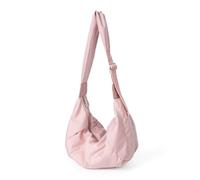 WJUHYGTF Shoulder Bag Nylon Women's Crossbody Bag, Large Capacity Hobo Bag Shoulder Bag with Zipper and Adjustable Shoulder Strap Solid Color,Pink