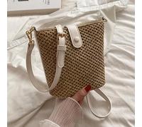 WJUHYGTF Straw Beach Bag, PU Straw Bag, Straw Bag, Small Women's Straw Shoulder Bag, Handwoven Shoulder Bags with Straps, Basket Bags, Braided Handbag,E