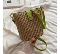 WJUHYGTF Straw Beach Bag, PU Straw Bag, Straw Bag, Small Women's Straw Shoulder Bag, Handwoven Shoulder Bags with Straps, Basket Bags, Braided Handbag,C