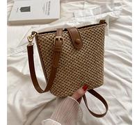WJUHYGTF Straw Beach Bag, PU Straw Bag, Straw Bag, Small Women's Straw Shoulder Bag, Handwoven Shoulder Bags with Straps, Basket Bags, Braided Handbag,A