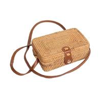 WJUHYGTF Woven Shoulder Bag Rattan Bag, Leather Basket Square Baskets Small Leather Shoulder Bag Handbag Summer Beach Handbag Woven Shoulder Bag,C