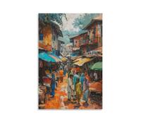 WJWART Bangladesh Village Market Canvas Poster Bedroom Decor Landscape Office Room Decor Gift 12x18inch(30x45cm)