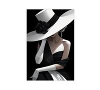 WJWART Classic Woman in Black Dress And White Ha Canvas Poster Bedroom Decor Landscape Decor Gift 12x18inch(30x45cm)