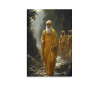 WJWART Guru Nanak Walking with Followers Canvas Poster Bedroom Decor Landscape Office Room Decor Gift 08x12inch(20x30cm)