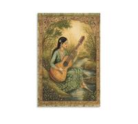 WJWART Indian Miniature Canvas Poster Bedroom Decor Landscape Office Room Decor Gift 08x12inch(20x30cm)