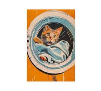 WJWART Laundry Cat Orange Laundry Room Utility Room Canvas Poster Bedroom Decor Landscape Decor Gift 12x18inch(30x45cm)