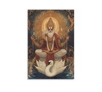 WJWART Rahma Art Print, Hindu God on Swan Canvas Poster Bedroom Decor Landscape Office Room Decor Gift 12x18inch(30x45cm)