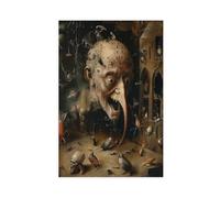 WJWART Vintage Hieronymus Bosch Print Canvas Poster Bedroom Decor Landscape Decor Gift 16x24inch(40x60cm)
