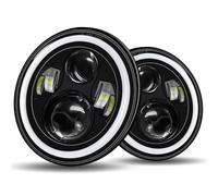 Wjwftcmk Front Headlight 7 Inch Headlight H4 Led For Jeep For Auto DRL Motorcycle Ring Halo Turn Signal LED Lamp Angel Eye