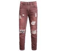WJWLSKB Slim Fit Men's Jeans, Ripped Stretch Jeans Denim Pants, 3715,brown, 38