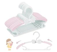 WJWSKI Adjustable Baby Hangers for Nursery, 20pcs Kids Clothes Hanger, Cascading Bow Rack for Newborn Infant Toddler Child Closet, Boy Girl Connecting Bottom Hangers with Pant & Dress Holder, Pink