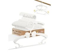 WJWSKI Baby Hangers for Clothes, Adjustable Kids Hangers 20pcs, White Childrens Clothes Hanger with Bow, Non-Slip Toddler Hanger for Girl Boy Newborn Kids Child Clothes